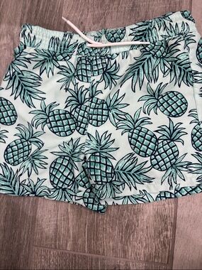 Boys size 3 Janie and Jack Mint & Teal Pineapple Swim Shorts
